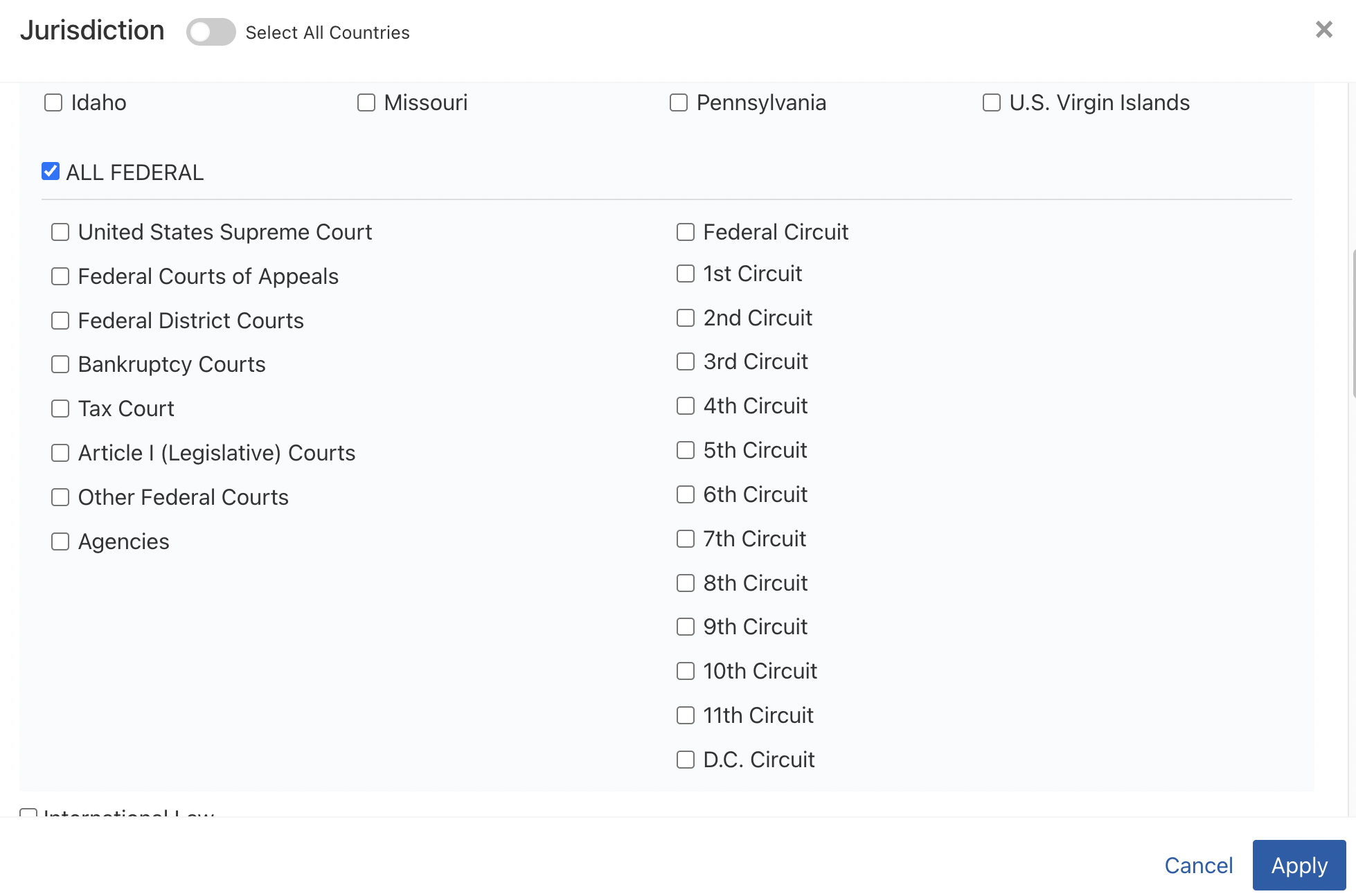 Searching only Federal Case Law